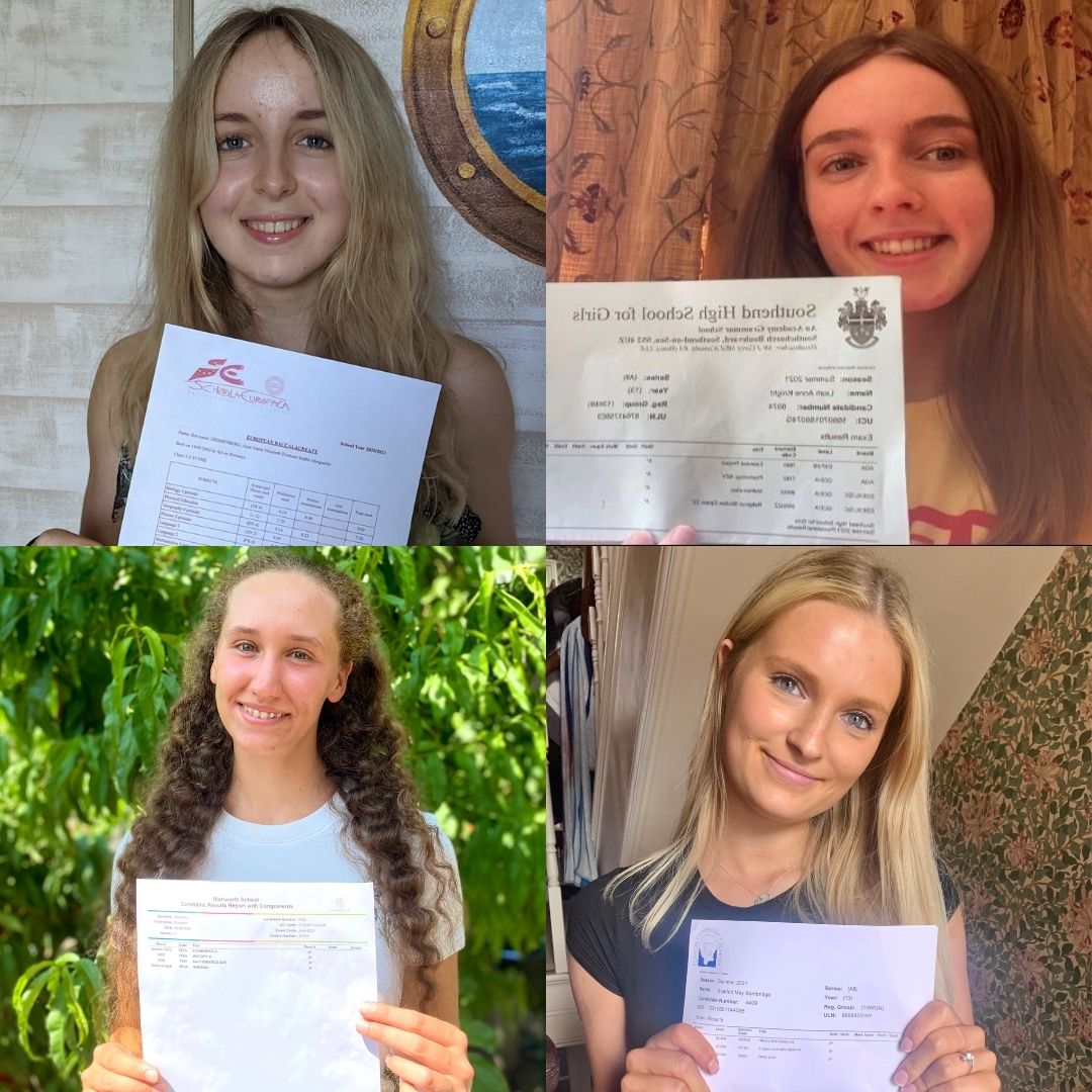 An image showing four of Sidney's newest Freshers holding a copy of their statement of results