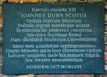 The Duns Scotus plaque in Cloister Court
