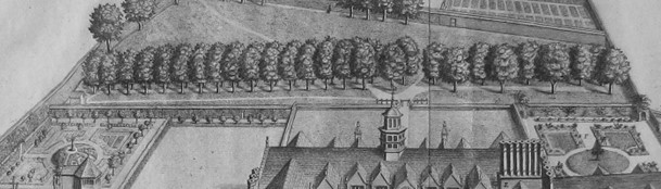 A view of the King’s Ditch and a conveniently placed privy on the far left, taken from ‘Sidney Sussex College’, Cantabrigia Illustrata, 1690, by David Loggan.