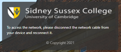 A confirmation message asking you to disconnect and reconnect your network (Ethernet) cable.
