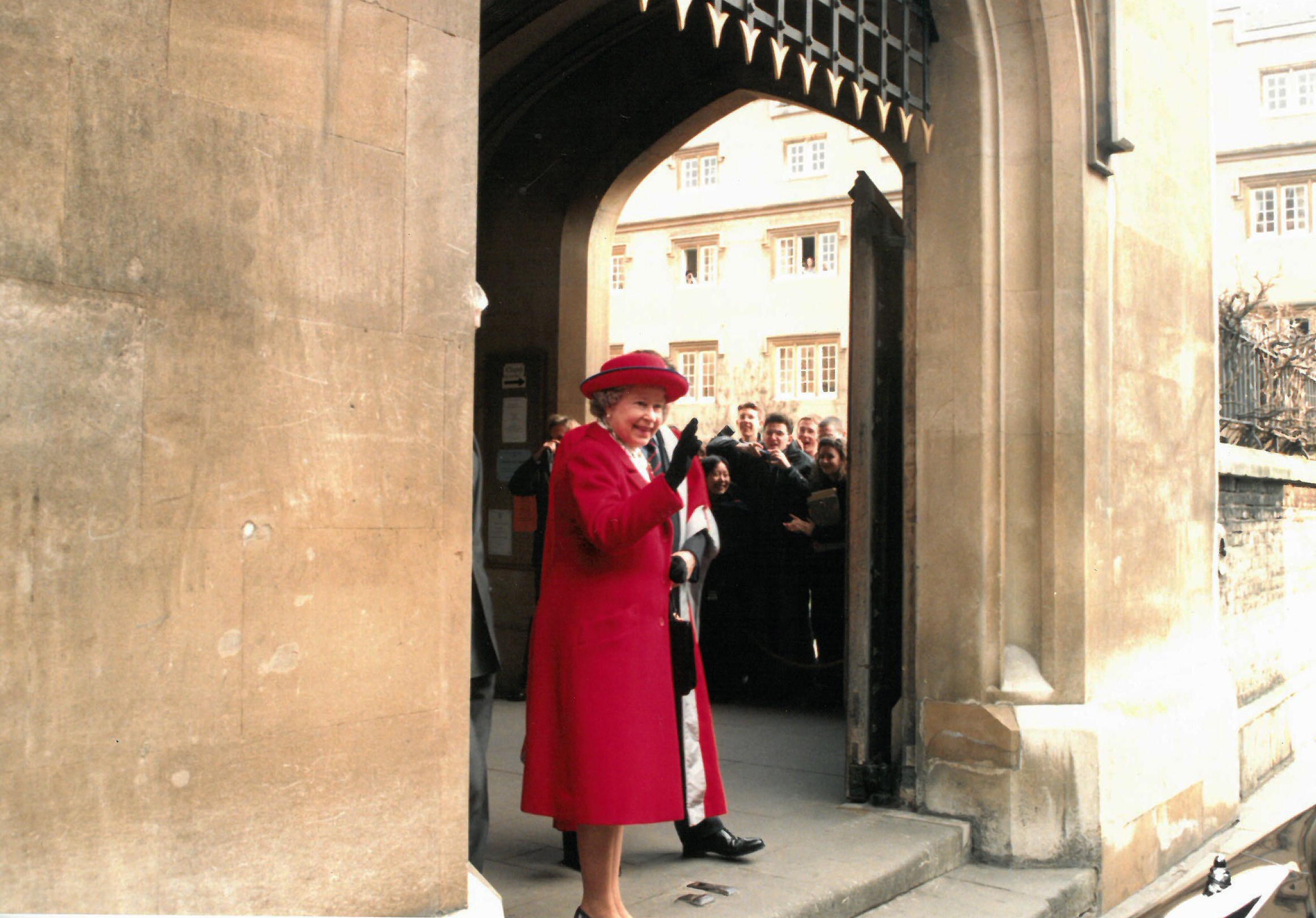 Her Majesty The Queen waving to the crowd during her visit to Sidney in 1996